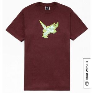 HUFF Men Logo T-shirt Size Small Burgundy NWT Collab W Pacson "HufSet 2002"‎ NWT